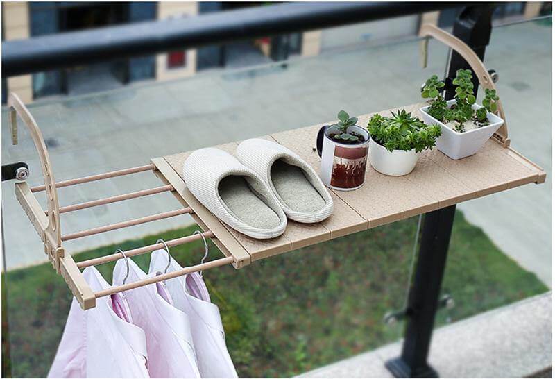 Balcony Foldable Clothes Hanging Drying Rack Organizer - Image 14
