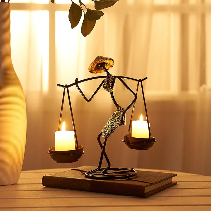 Nordic Abstract Character Metal Candle Holder - Image 1