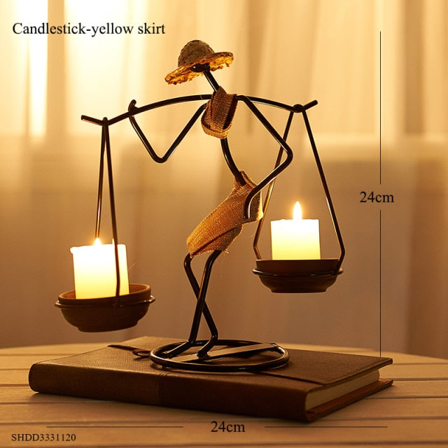 Nordic Abstract Character Metal Candle Holder