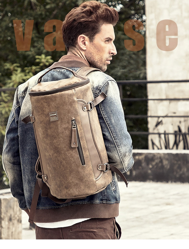 Leather Simple Style Vintage Men's Backpack