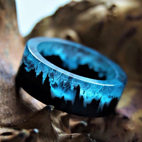 Magical Mountains Wooden Resin Ring - Image 0