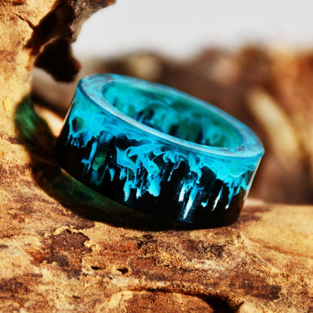 Magical Mountains Wooden Resin Ring - Image 2
