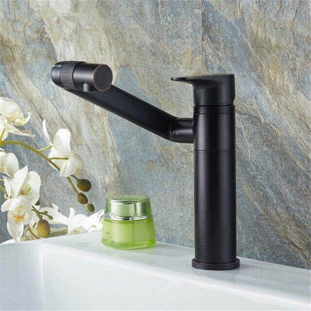 360 Rotation Black Modern Single Bathroom Faucet