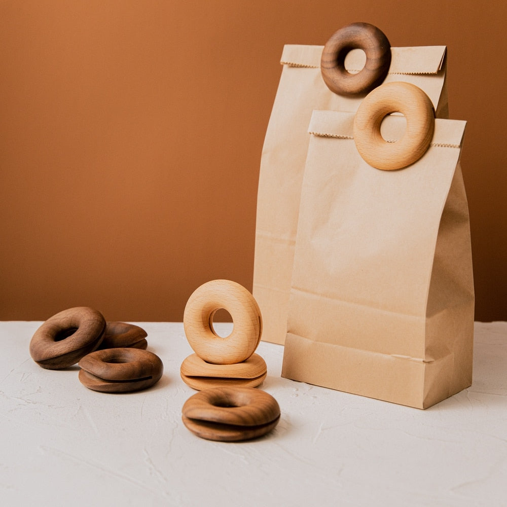 6Pcs Wooden Donut Seal Clips