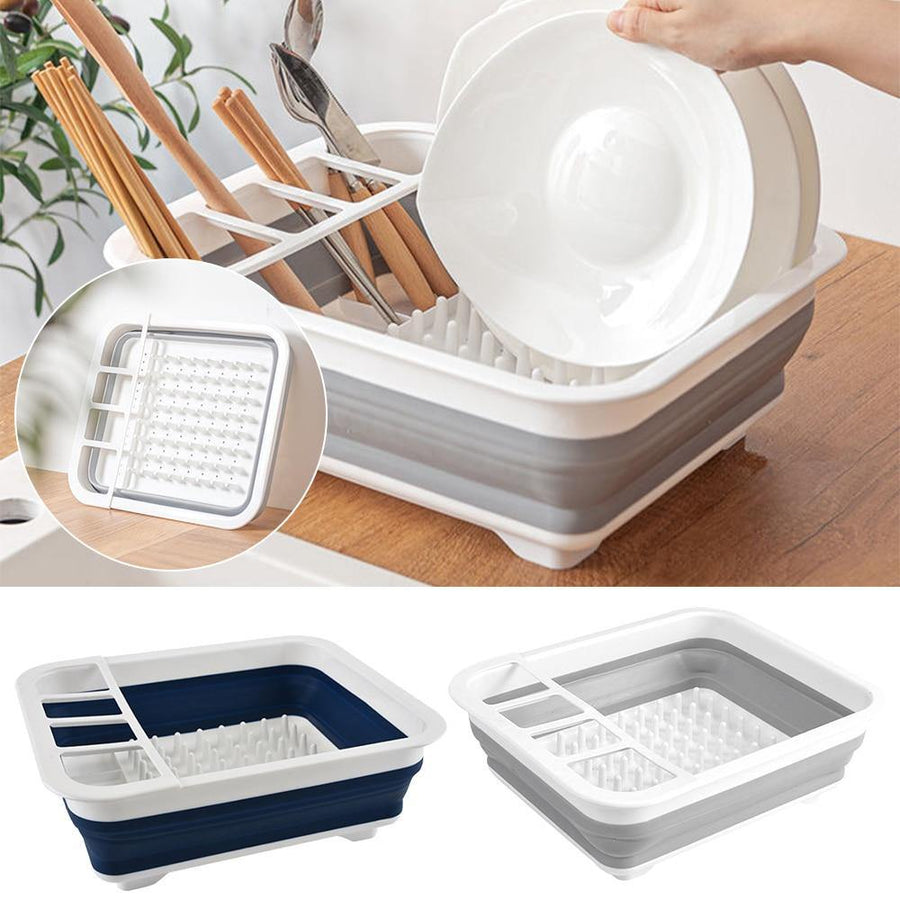 Foldable Kitchen Dish Drying Rack with Drainer - Image 1