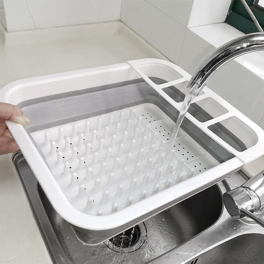 Foldable Kitchen Dish Drying Rack with Drainer - Image 4