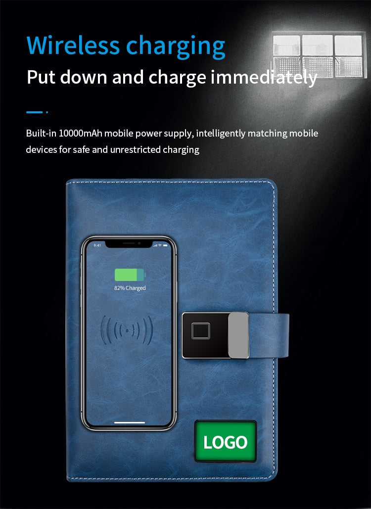 Smart Wireless Charging Business Notebook