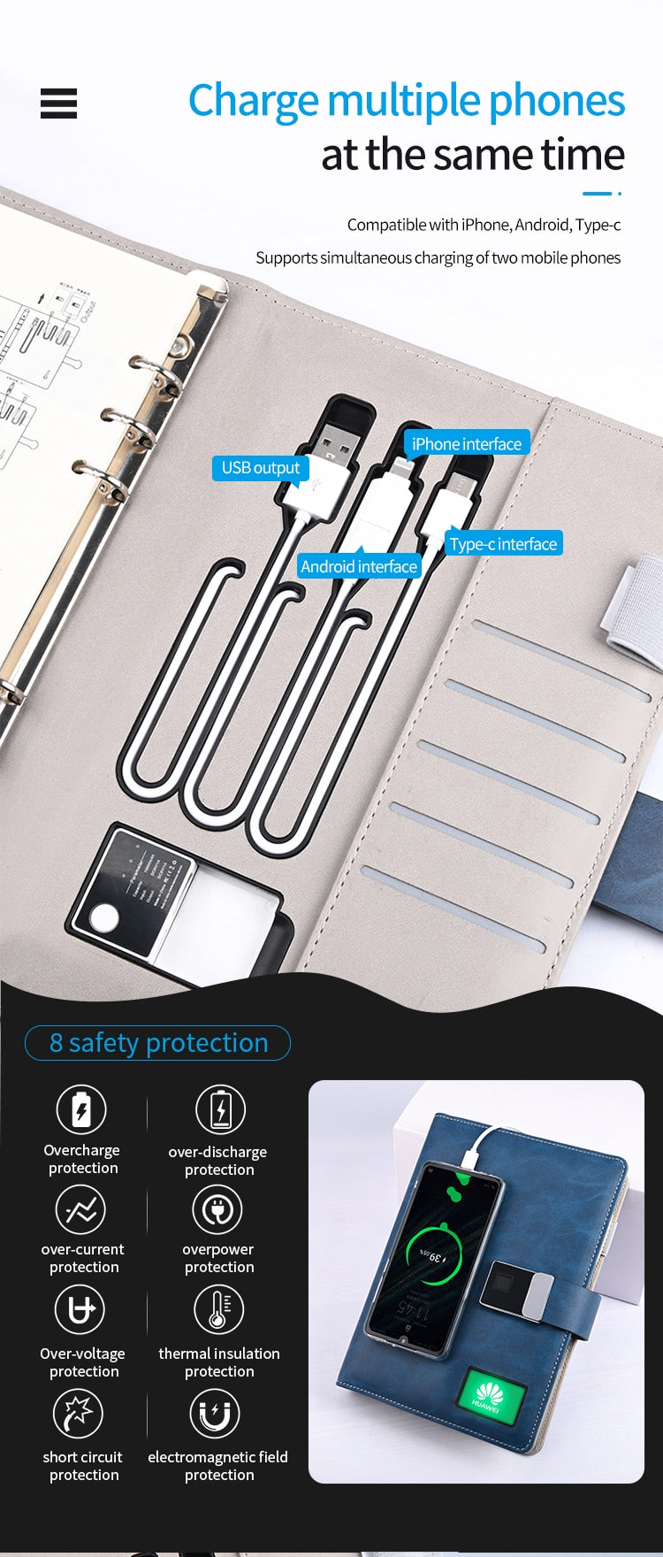 Smart Wireless Charging Business Notebook - Image 2