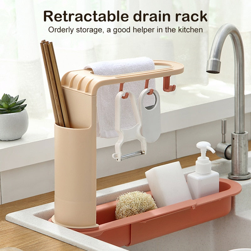 Adjustable Shelf Drain Rack Kitchen Organizer