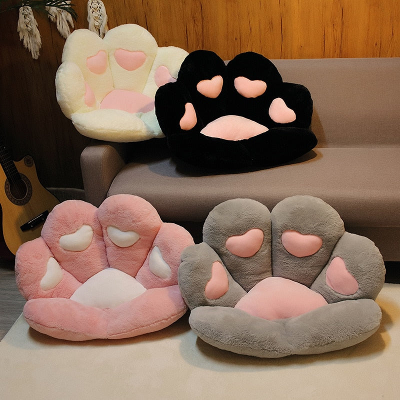 Colorful Cat Paw Plush Seat Cushion