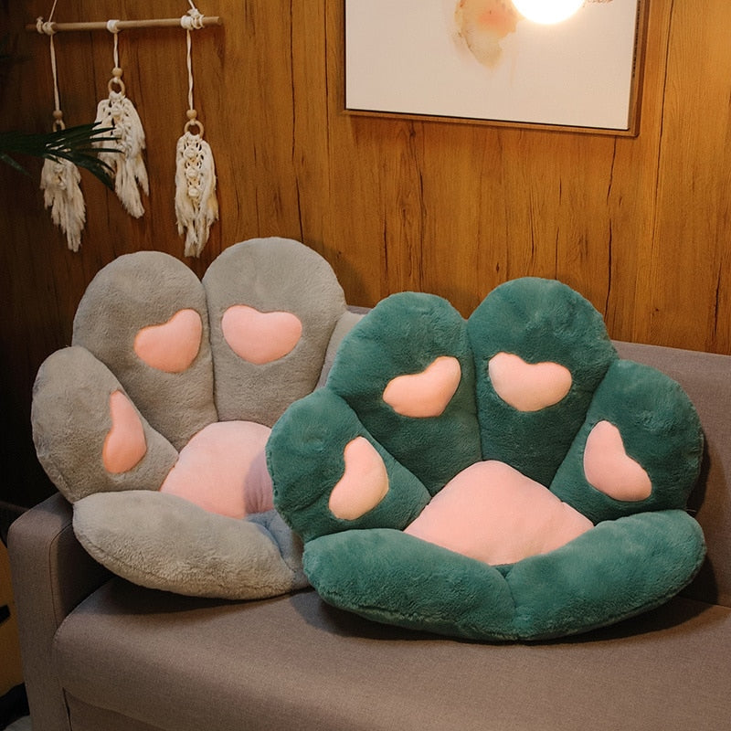 Colorful Cat Paw Plush Seat Cushion