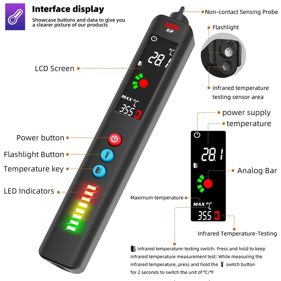 LCD Result Display Voltage Tester Thermometer - Image 6