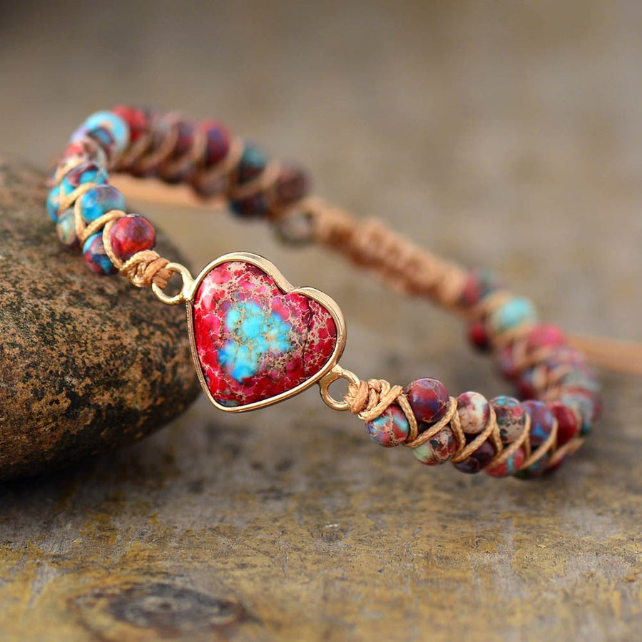 Bohemian Natural Stone Heart Bracelet - Image 0