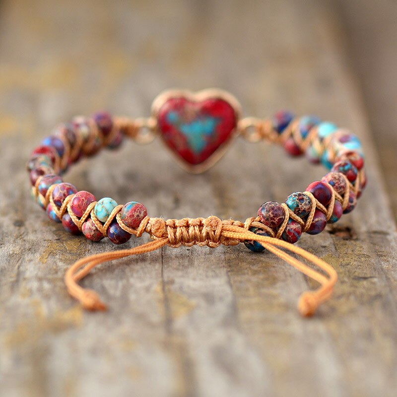 Bohemian Natural Stone Heart Bracelet - Image 3