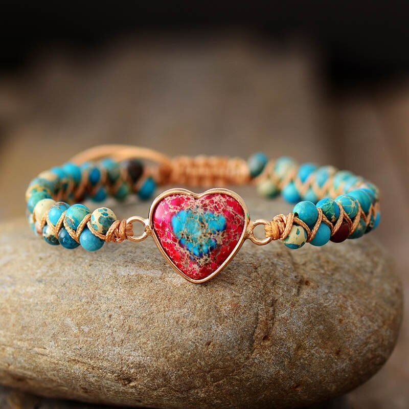 Bohemian Natural Stone Heart Bracelet - Image 6