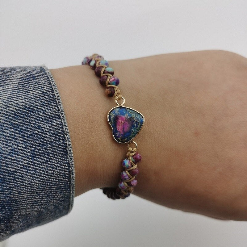 Bohemian Natural Stone Heart Bracelet - Image 1