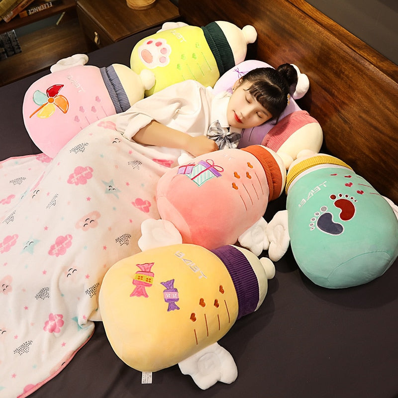 Colorful Cartoon Plush Cozy Pillow Blanket