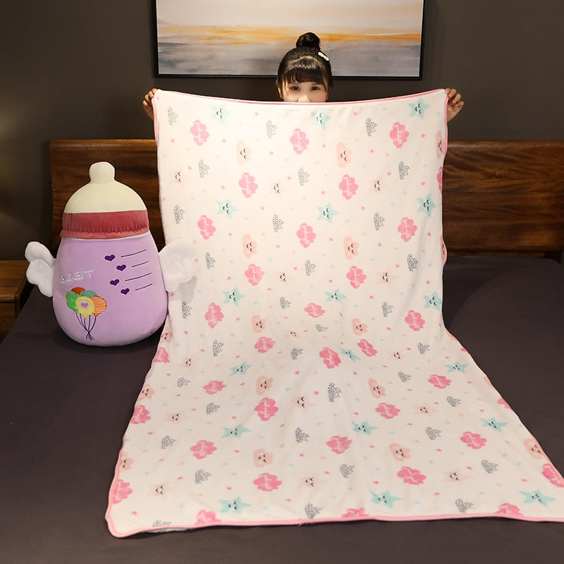 Colorful Cartoon Plush Cozy Pillow Blanket - Image 1