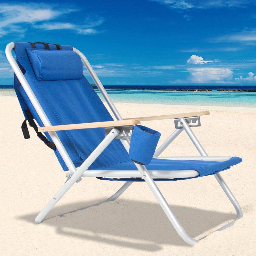 Folding Beach Chair With Adjustable Headrest - MaviGadget