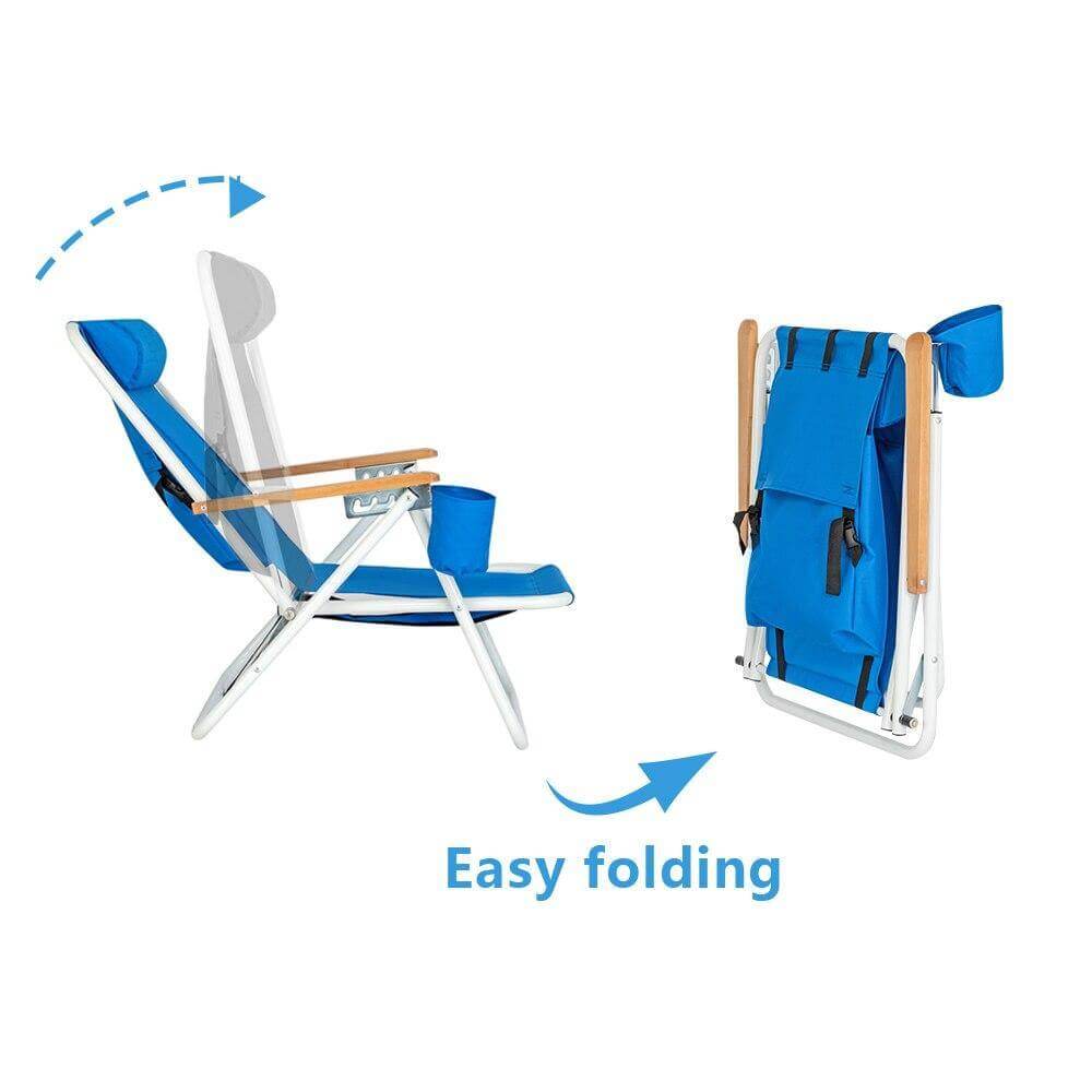 Folding Beach Chair With Adjustable Headrest - MaviGadget