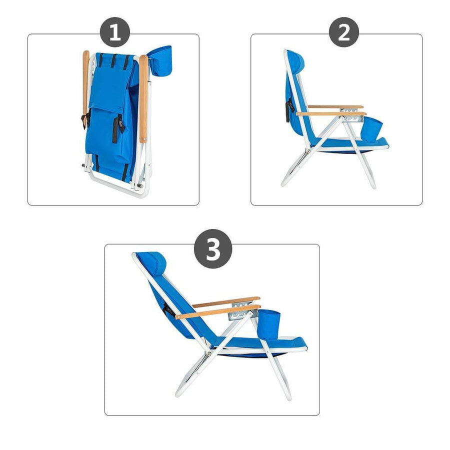 Folding Beach Chair With Adjustable Headrest - Image 5