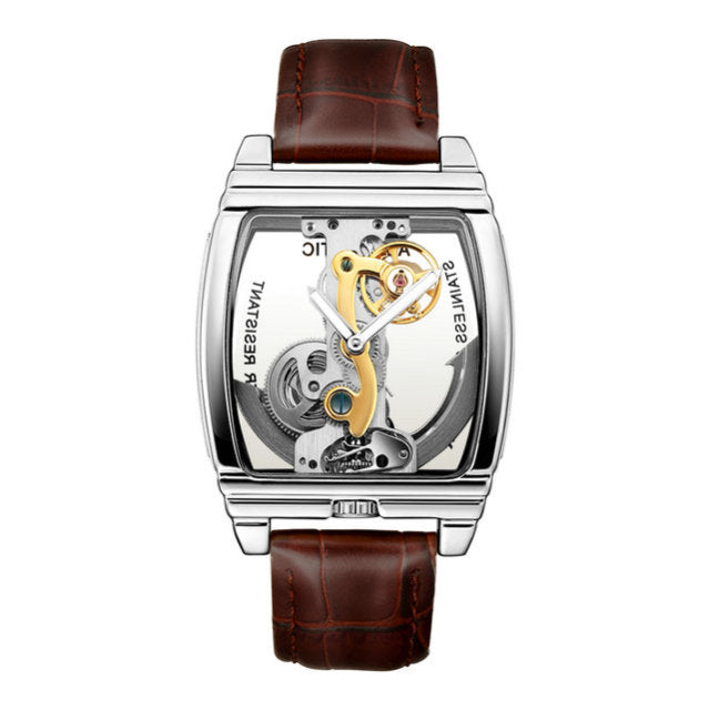 Elegant Self Winding Transparent Mechanical Men Watches