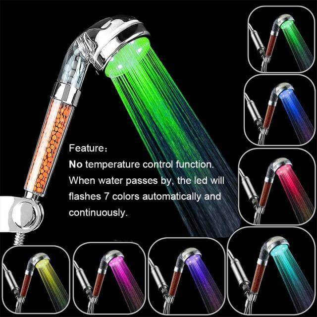 Colorful Rainfall High Pressure Negative Ion Led Shower Head