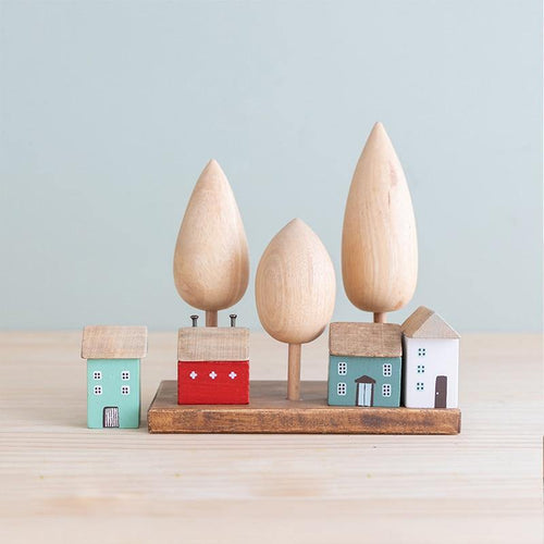 Vintage Wooden Cozy Neighborhood Forest Home Decor - Image 0