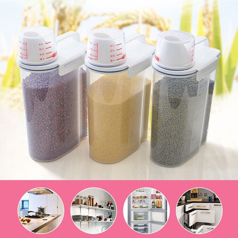 Measuring Cup Lid Cereal Grain Storage Dispenser - Image 4