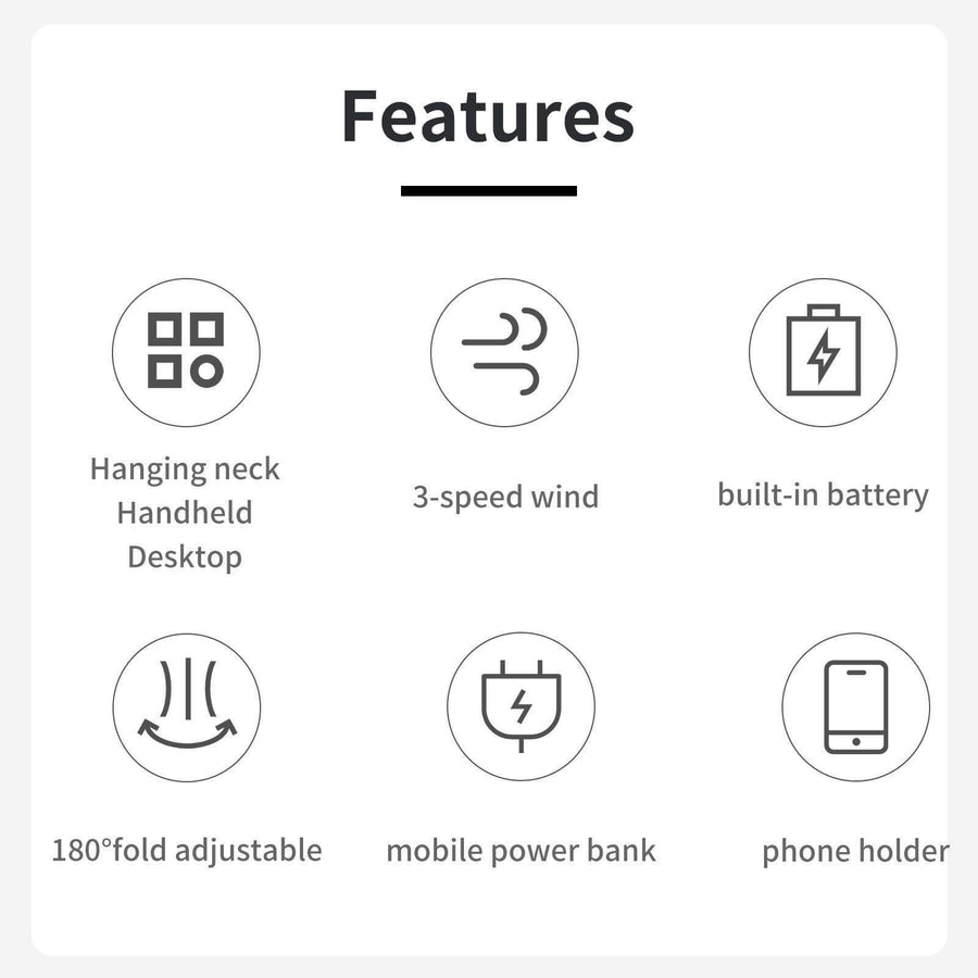 Multi-function Power Bank Neck Fan - Image 7