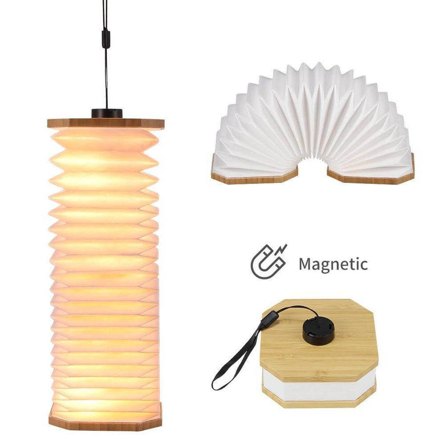 USB Rechargeable Retro Accordion Wooden LED Lamp - Image 16