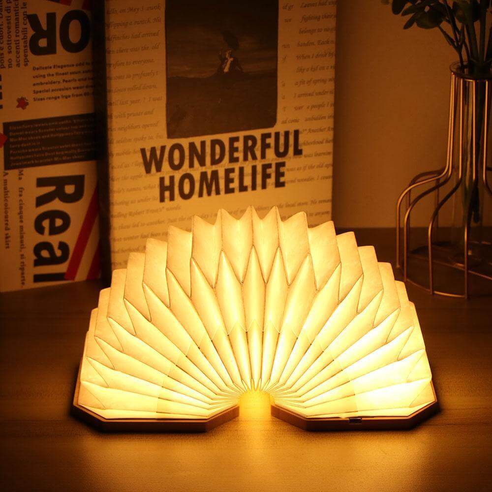 USB Rechargeable Retro Accordion Wooden LED Lamp