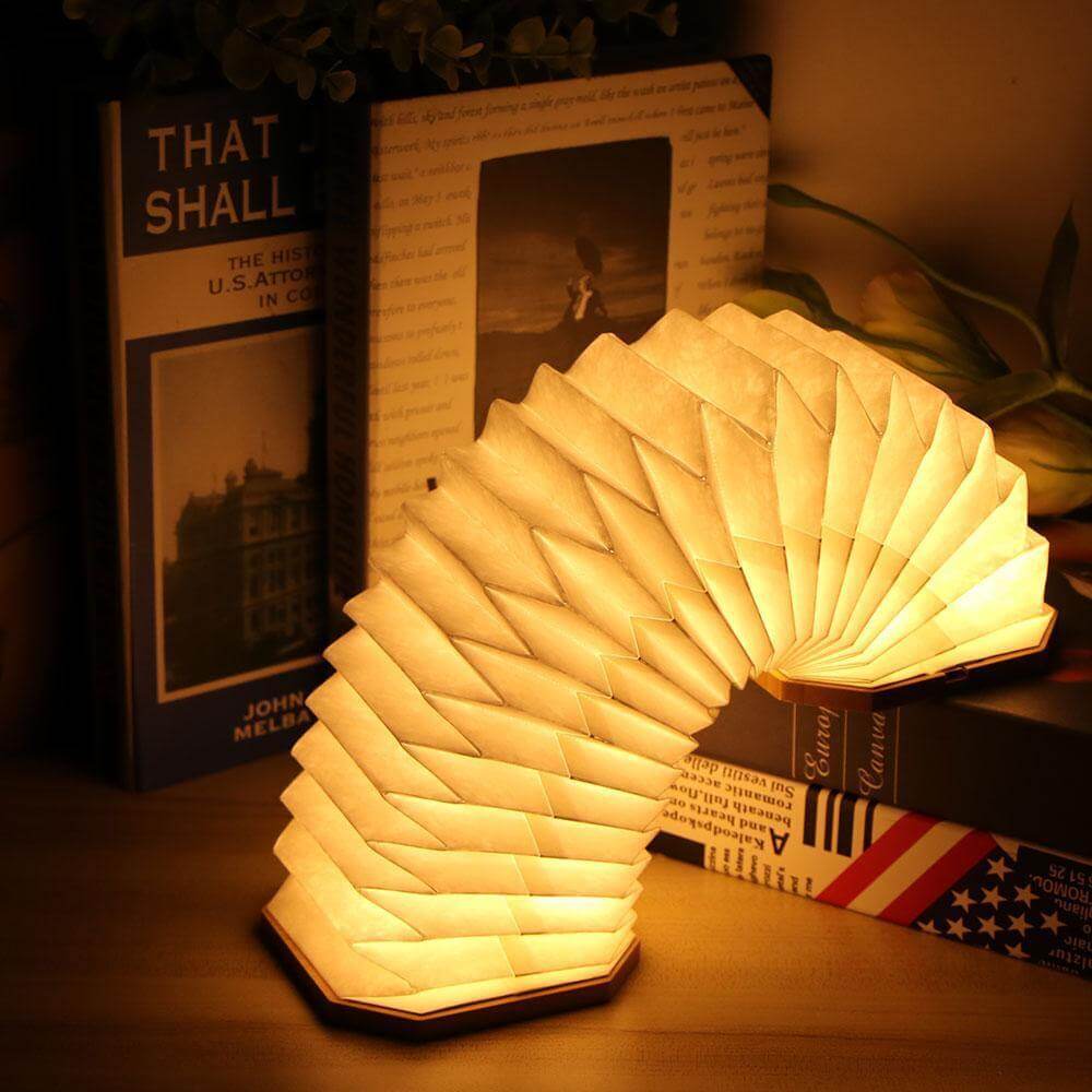 USB Rechargeable Retro Accordion Wooden LED Lamp