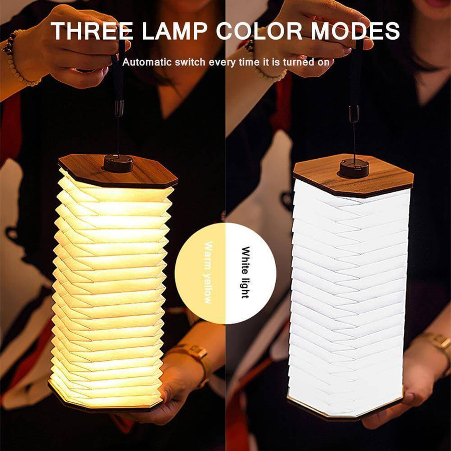 USB Rechargeable Retro Accordion Wooden LED Lamp - Image 9