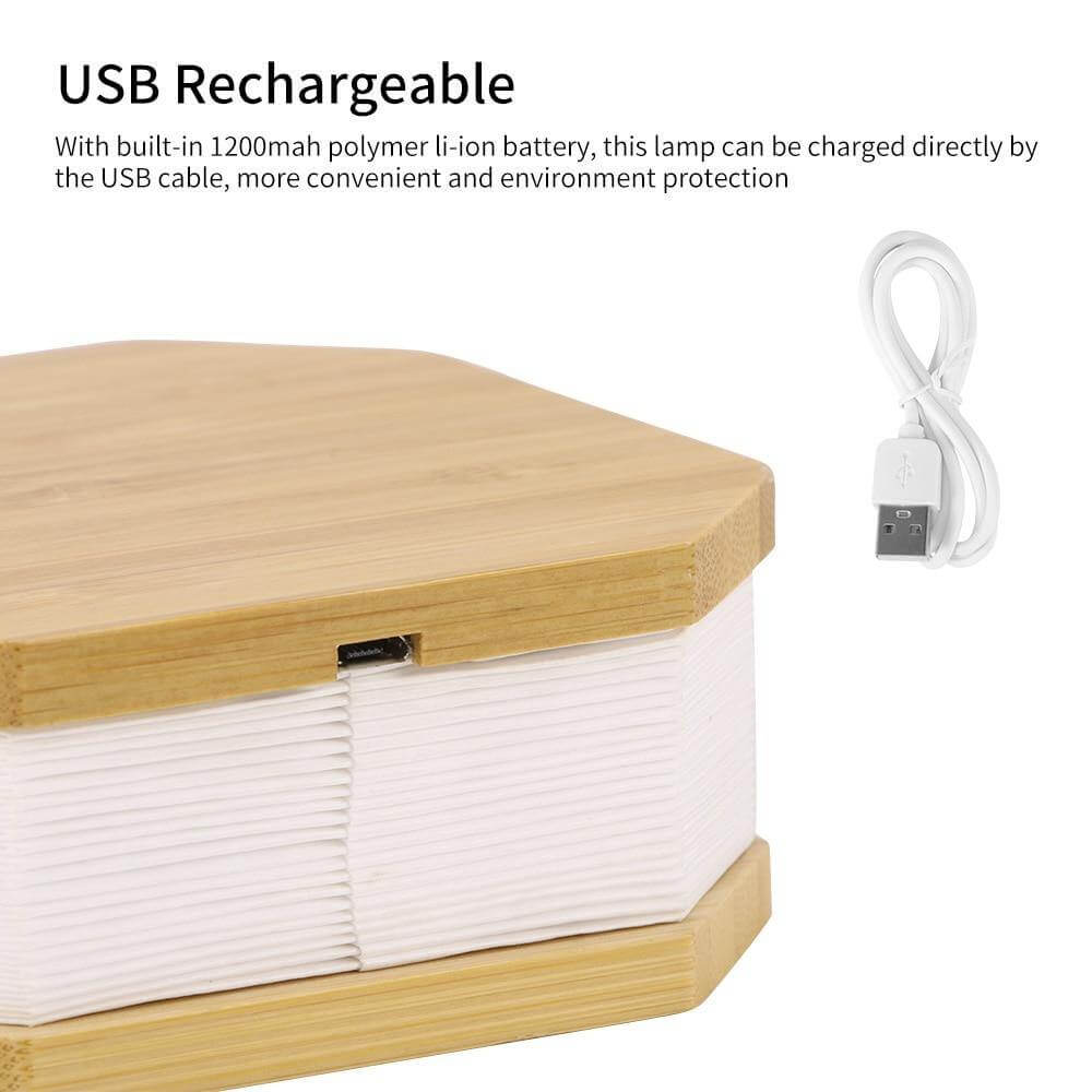 USB Rechargeable Retro Accordion Wooden LED Lamp