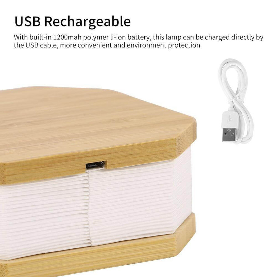 USB Rechargeable Retro Accordion Wooden LED Lamp - Image 14