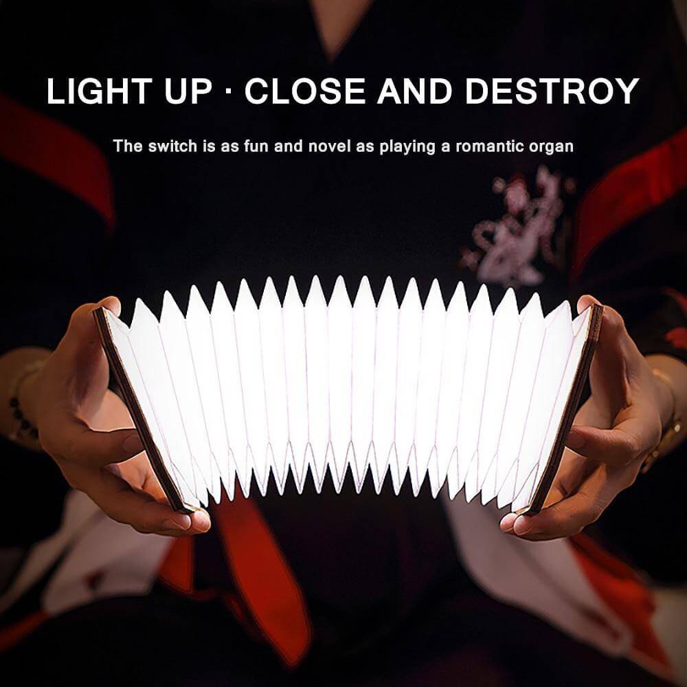 USB Rechargeable Retro Accordion Wooden LED Lamp