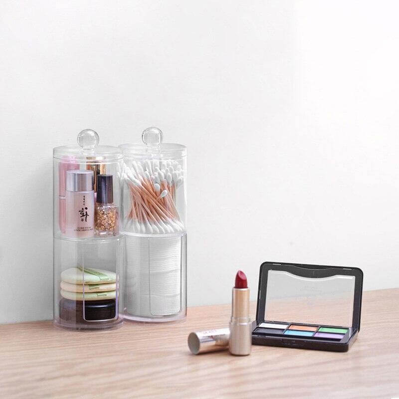 Transparent Round Style Makeup Cotton Box - Image 3