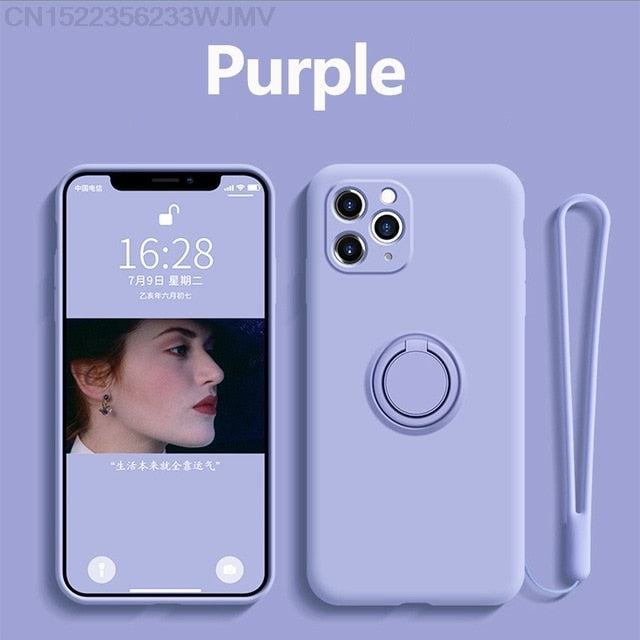 Silicone Case With Magnetic Ring Holder for iPhone - Image 14