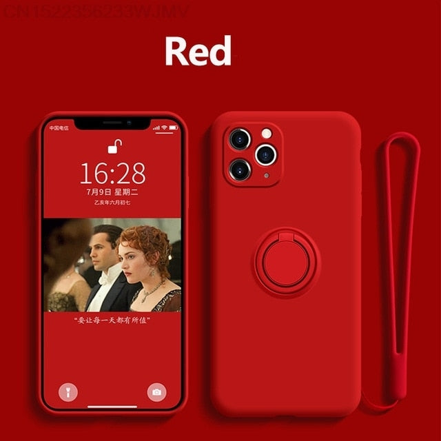 Silicone Case With Magnetic Ring Holder for iPhone - Image 4