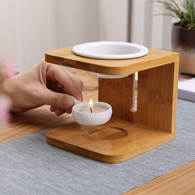 Natural Bamboo Candle Essential Oil Incense Burner - Image 4