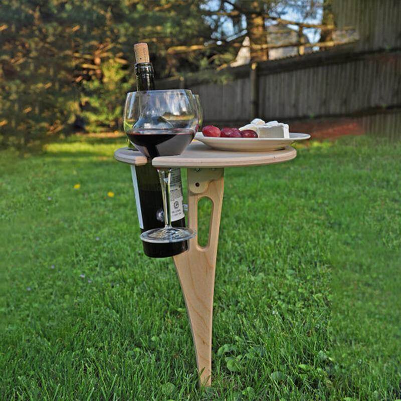 Outdoor Foldable Wood Wine Table - Image 3