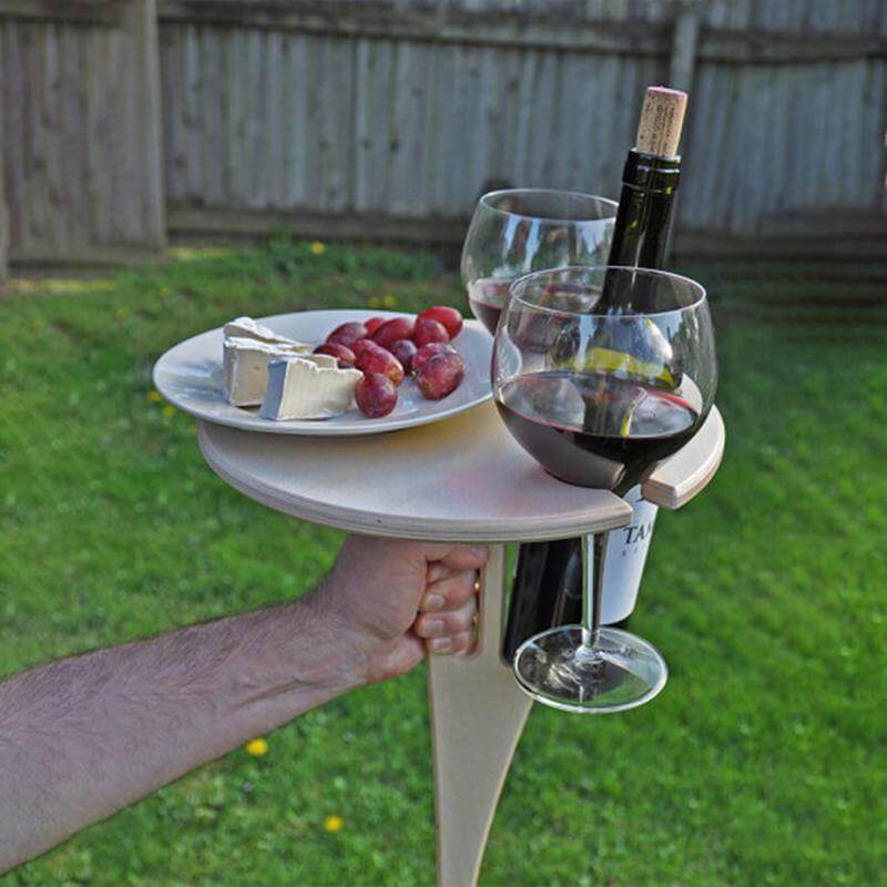 Outdoor Foldable Wood Wine Table - Image 4
