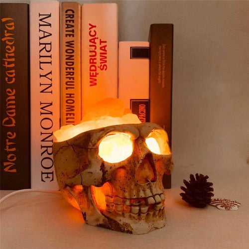 Skull Head Shaped Crystal Salt LED Night Light - Image 0