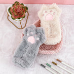 Cute Cat Paw Plush Pencil Bag