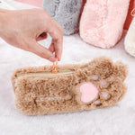 Cute Cat Paw Plush Pencil Bag