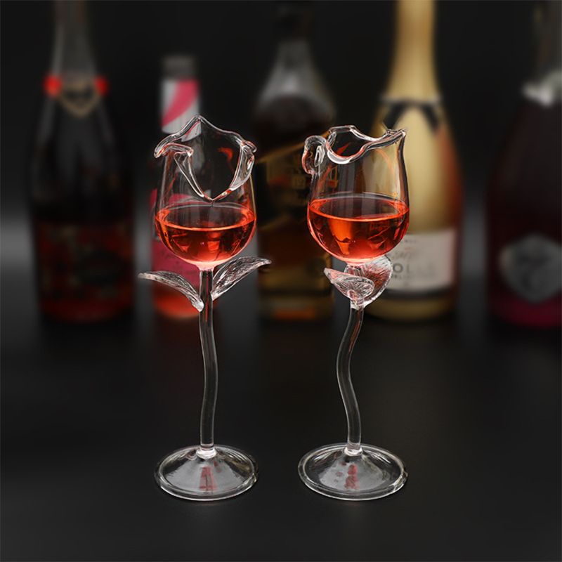 Fancy Rose Wine Glass