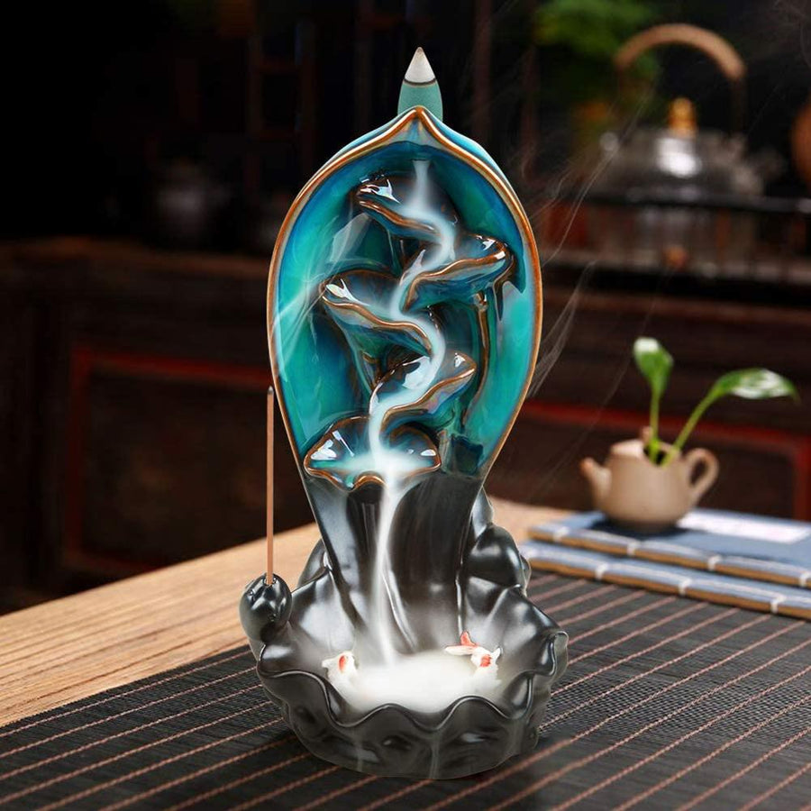 Ceramic Waterfall Backflow Yoga Incense Burner - Image 0
