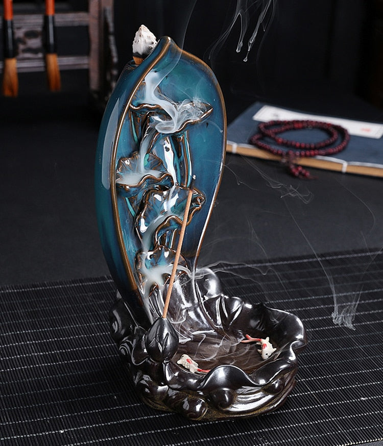 Ceramic Waterfall Backflow Yoga Incense Burner - Image 1