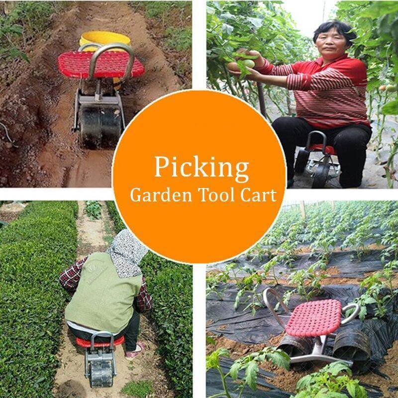 Garden Mobile Agricultural Lazy Rotatable Wheeled Stool - Image 2